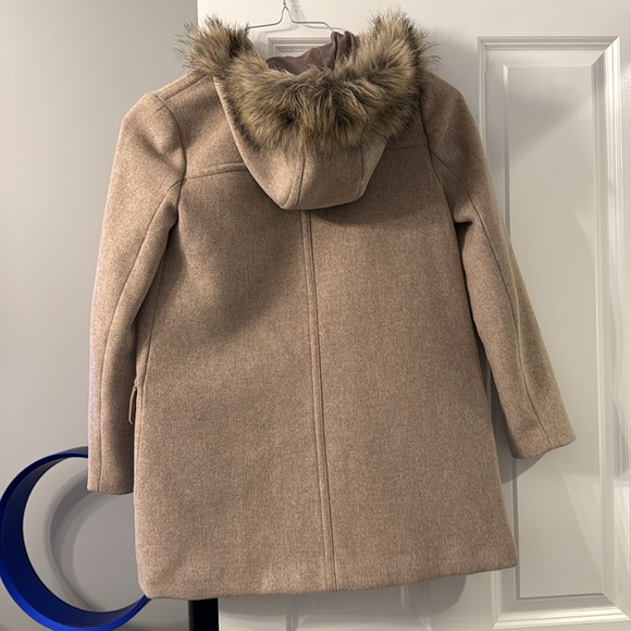 J crew vail parka size 2 camel fur hooded wool coat - Picture 3 of 4